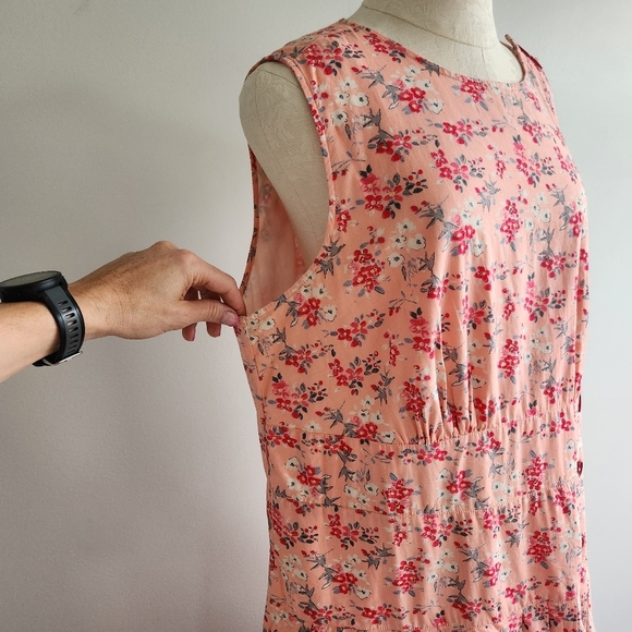 100% Cotton Floral print Cottagecore side button Sleeveless Tank Midi Maxi Dress - Picture 6 of 16